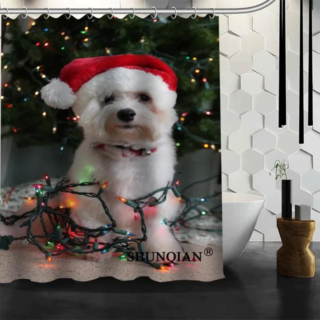 Custom dog Christmas Shower Curtain bathroom Accessories Polyester
