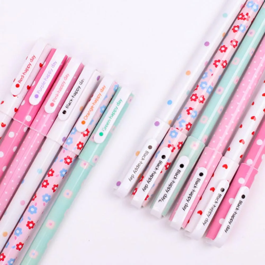 

6 pcs/set Cute pens 0.38mm ballpoint pens Black color gel pen set Cartoon kitty Office accessories School supplies Long 15cm