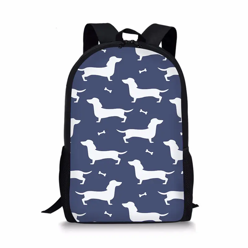 

THIKIN Cartoon Dachshunds Pattern Polyester Student School Backpack for Teenage Girls 16inch Knapsack Shoulder Travel Casual Bag