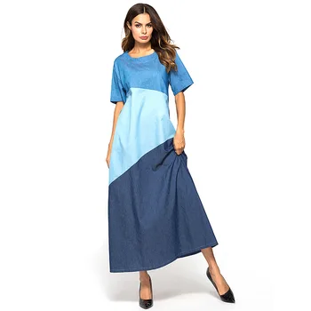 

Middle East Nightdress Plus Size Women Nightgown Short Sleeve Patchwork with Pocket Sleepwear Casual Homewear Dress Nightdress