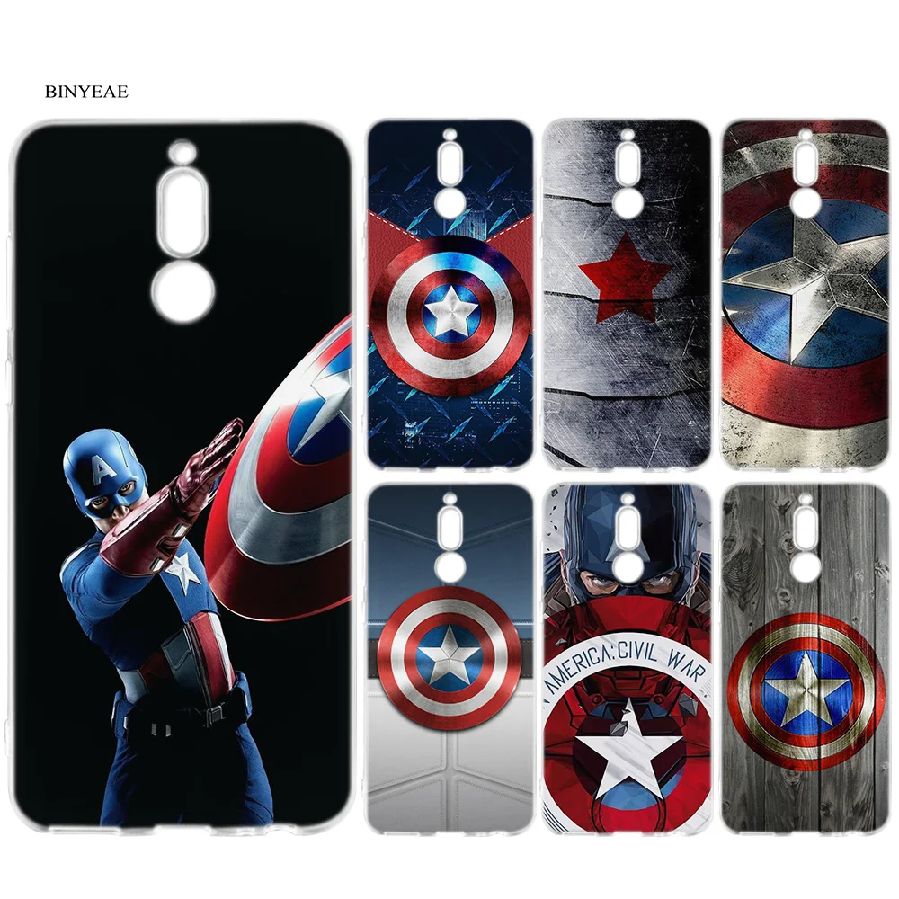 

BINYEAE America Captain Avengers Silicone Case for Huawei Mate 10 P20 P10 P9 P8 Y6 Y7 Honor 7C 7A 9 10 Lite Pro Prime 2018 Mini