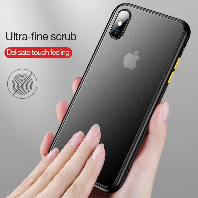 CAFELE Case for iPhone X Xr Xs Max 7 8 Plus Soft + PC Hard Cover Ultra Thin Transparent Shining Case for iPhone Full Cover Shell