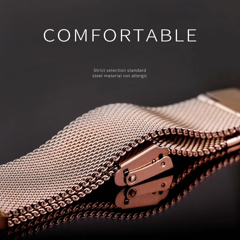 Carouse Milanese Watchband 16mm 18mm 20mm 22mm Metal Watch Band Strap Universal Stainless steel Bracelet Black Rose Gold Silver