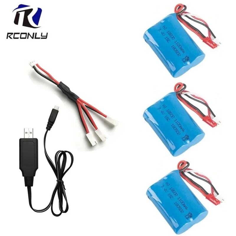 Для MJX T10 T11 T34 7,4 v 1100mAH 15c Lipo батарея для дистанционного управления вертолетом Li-po батарея 7,4 V 18500 игрушки зарядное устройство