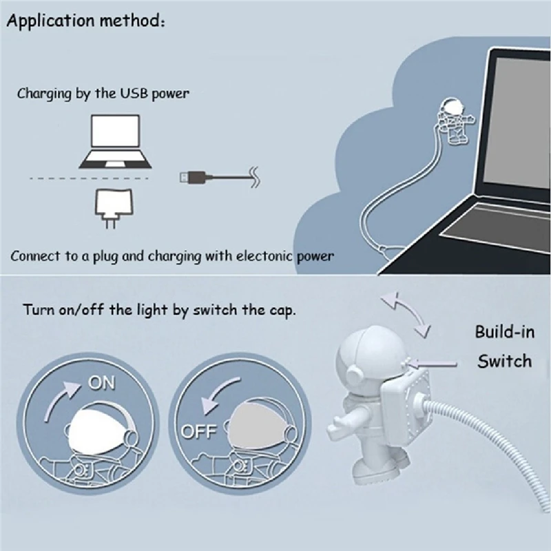 USB астронавт лунный светильник светодиодный ночник Астрос USB ночной Светильник s сенсорный светильник креативный USB книжный светильник s компьютерный Настольный светильник