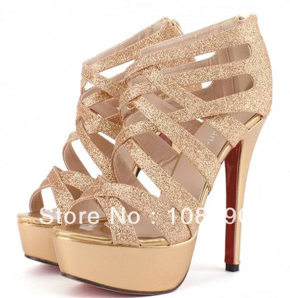 red and gold gladiator sandals