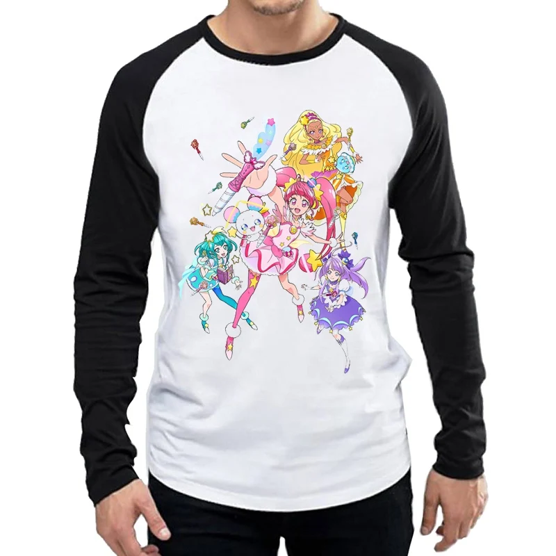 

Long Sleeve Star Twinkle Precure T Shirt Mens White Color Star Twinkle Precure Logo T Shirt Top Tees tshirt Full Sleeve T-shirt