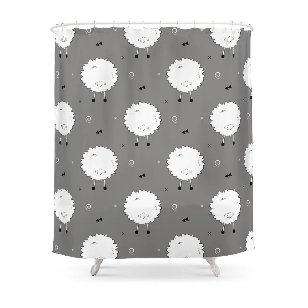 Funny Sheep Shower Curtain Waterproof Bathroom Polyester Fabric