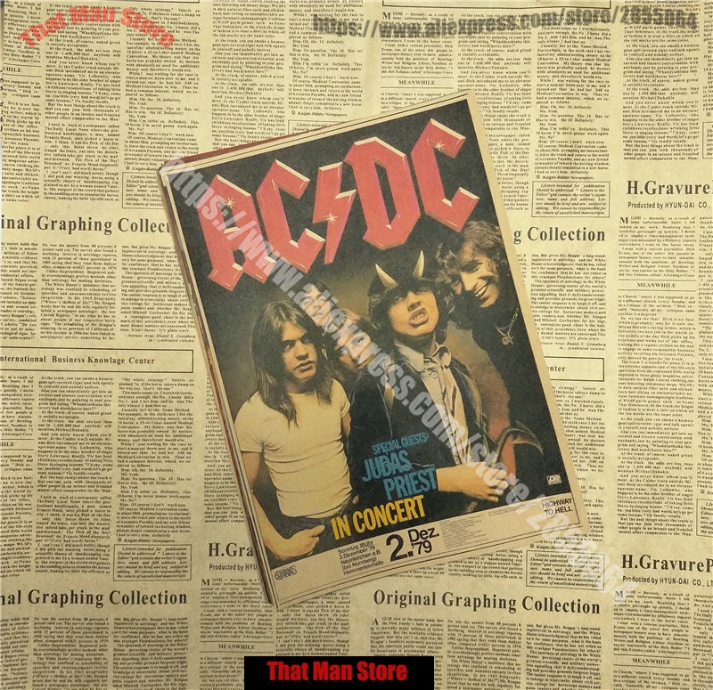 ВИНТАЖНЫЙ ПЛАКАТ ACDC крафт ретро старый рок-н-ролл Старый плакат евро и американская музыкальная команда звезда Ретро плакат - Цвет: Армейский зеленый