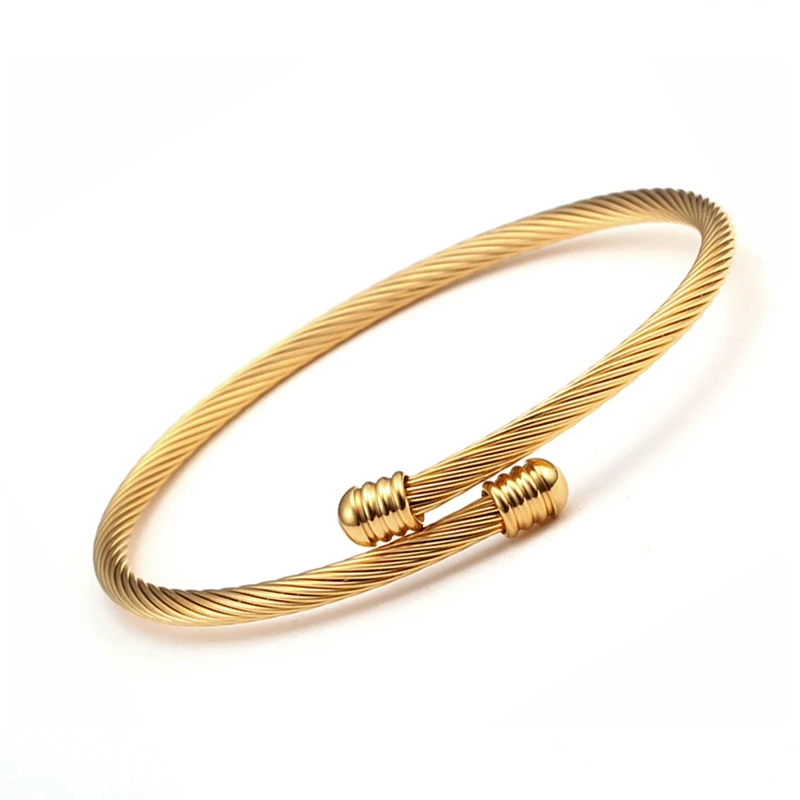 Модный простой золотистый браслет из нержавеющей стали для женщин и мужчин, трендовый сетчатый Открытый Плетеный женский браслет с подвесками