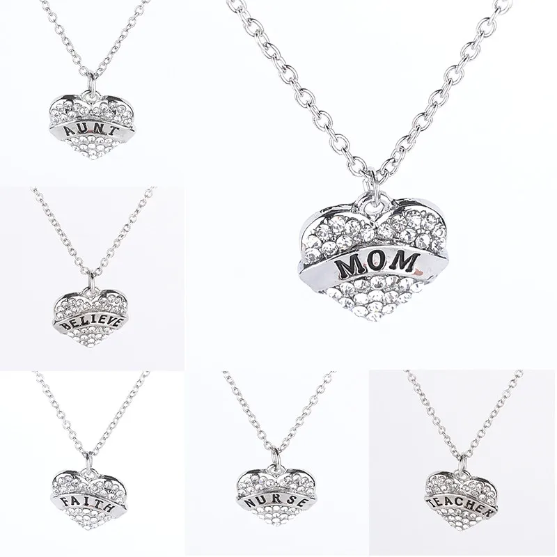 Ожерелье с кулоном Love Hheart из прозрачных кристаллов подарок для мамы папы сестры
