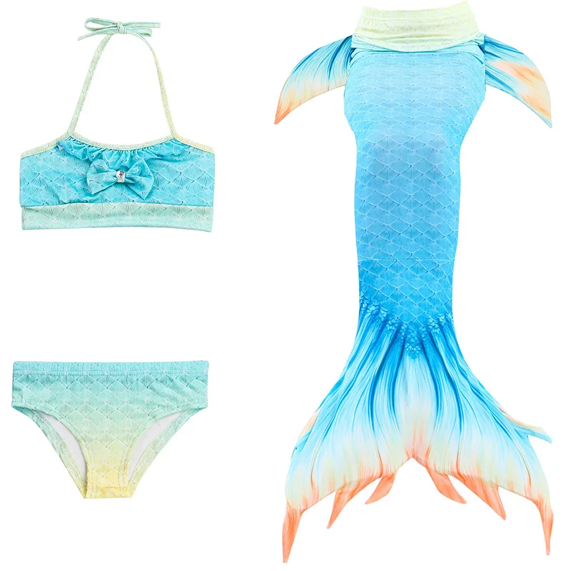 Детский купальный костюм русалки, комплект бикини для девочек, Детский костюм русалки, купальный костюм с хвостом, летнее пляжное платье, одежда для плавания, косплей - Цвет: DH09