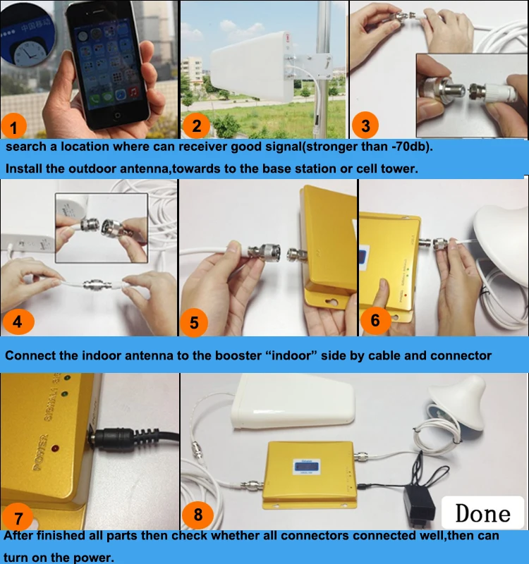 Cellular Signal booster GSM repeater 900 3G UMTS 2100 Dual Band Cellphone Amplifier 2g 3g 9002100Mhz