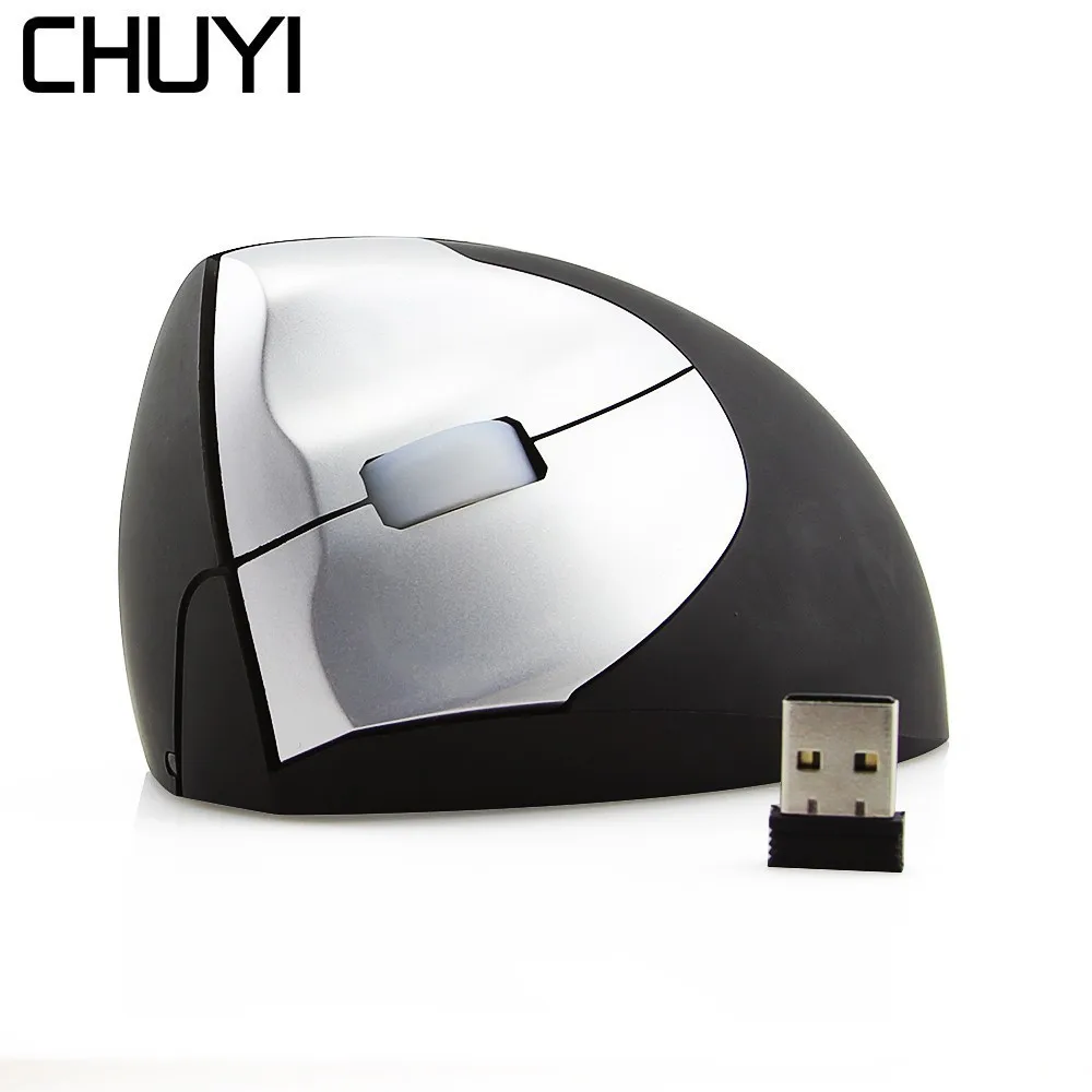 CHUYI Left Hand Wireless Mouse Ergonomic Vertical Gaming Mice DPI Adjust USB Optical Computer Mause for PC Laptop Desktop gamer