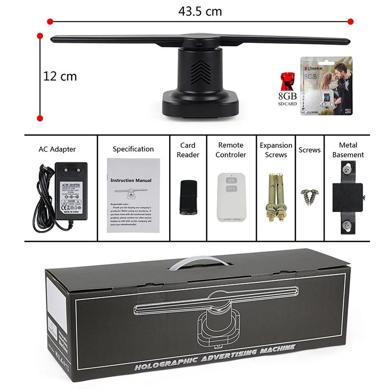 Decoração do Feriado 3d Holograma Publicidade Display Led Fan Imagens Holográficas 3d nu Olho Levou fã Luz Led Moving Head Luz 8 holográfica 3d olho nu led ventilador luz