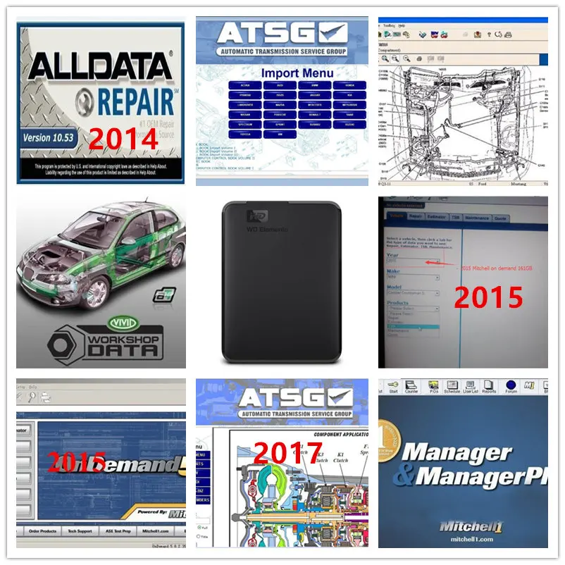 

2019 Auto repair software Alldata mitchell on demand 2015 ElsaWin Vivid workshop ATSG 2017 all data 49in1 1tb hdd for car trucks