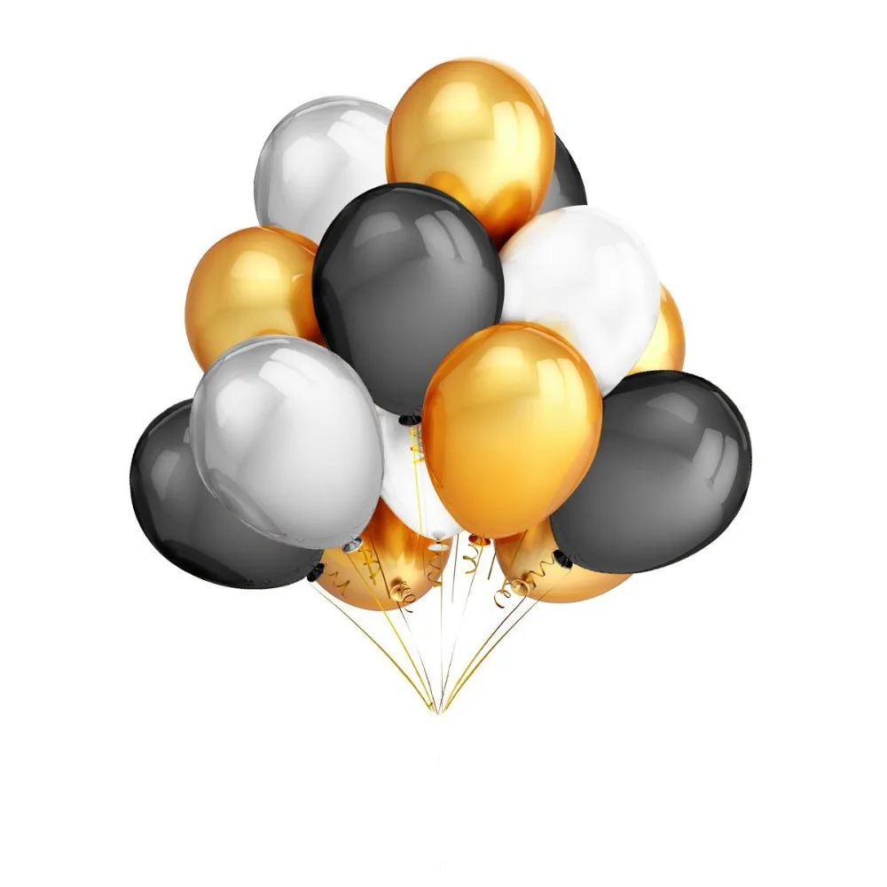 30 шт. 12 дюймов золотые белые черные латексные шары Надувное свадебное украшение Globos вечерние воздушные шары с днем рождения - Цвет: Gold Black White