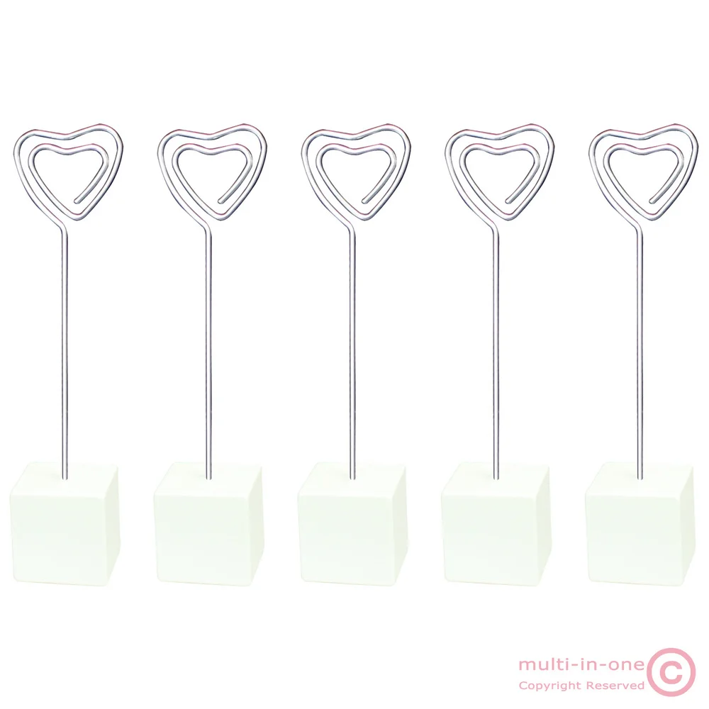 lot 5pcs white cube heart wire standing memo&photo¬e&card&desk/picture clip holders,personalized