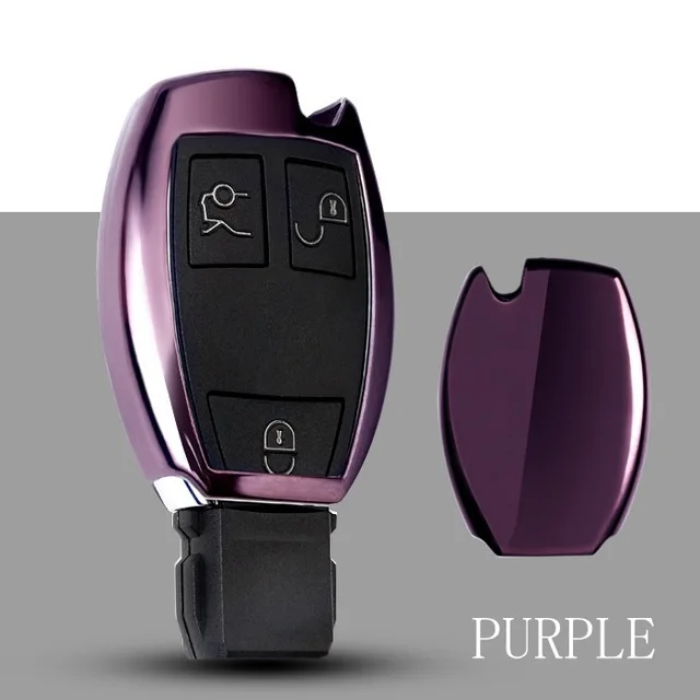 Авто ключ чехол для Mercedes-Benz A/B/C/E/ML/GL/S /GLA/GLK/CLS/CLA E260L ключ держатель оболочки удаленной машине ключ крышка - Название цвета: purple