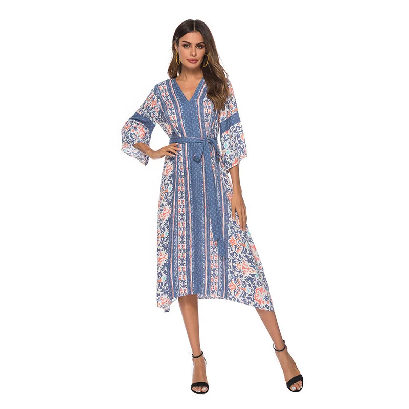 

Bikini Cover Up Beach Tunic Wear Sarongs For Women Womens Summer Dresses Swimsuit Dress Swimsuits New Neck Printed Long Sleeve