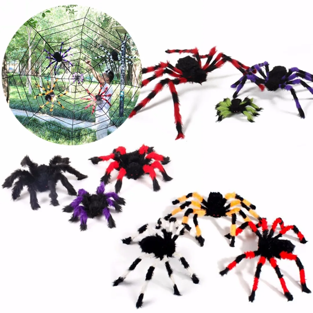JX-LCLYL New Colorful Spider Halloween Decoration Haunted House Prop Indoor Outdoor Wide