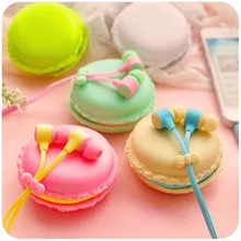 2016 Bests Macaroon Earphones 3.5mm In-Ear Earphone With Macaroon Case For Xiaomi Samsung Sony Apple iphone Phone Girl Pink