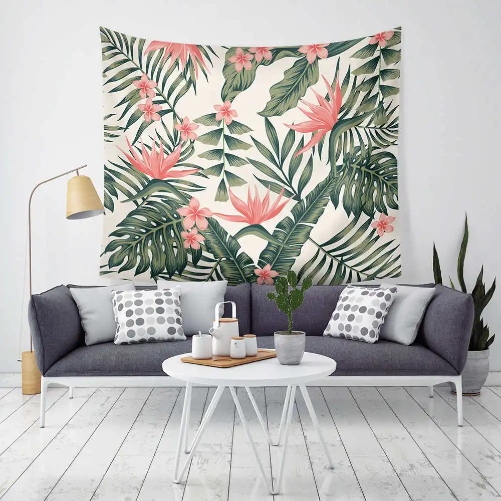 Tropical Rainforest Green Plants Leave Tapestry Large Wall Hanging Floral Mandala Bohemian Carpet Woven Decorative Cloth Boho Tropical Rainforest Green Plants Leave Tapestry Large Wall Hanging Floral Mandala Bohemian Carpet Woven Decorative Cloth Boho
