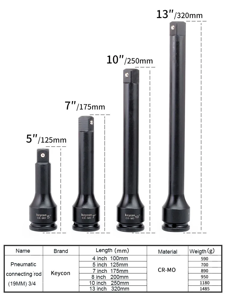 19 мм 3/" CR-MO Пневматический Привод гнездо удлинитель ключа стержень электрический ключ шатун для ремонта авто инструменты