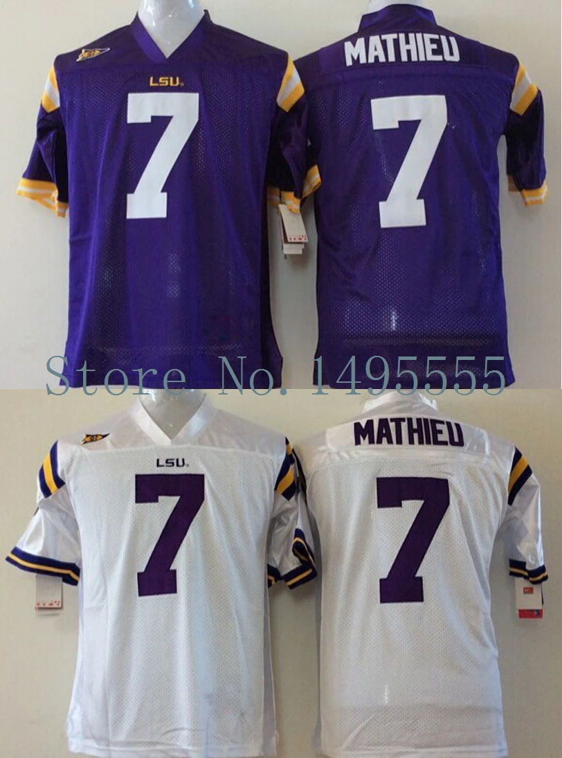Cheap Price Tyrann Mathieu Jersey LSU Tigers #7 American College Football Jerseys Authentic Double Stitched Logos Top Quality