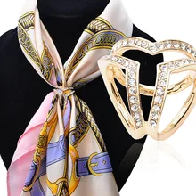 UALGL Fashion Crystal Scarf Brooch Channel Brooch Scarf Clips Lapel Pins Brooches For Women Clothing Decoration Elegant Jewelry