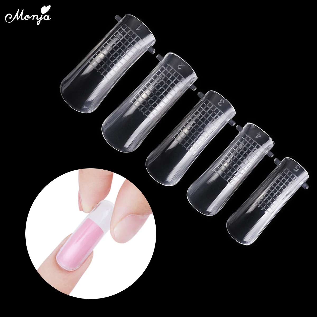 

Monja 100pcs Nail Art Quick Building Mold Forms Finger Extension UV Builder Tips Clip Poly Gel Manicure Tool