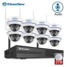 TinoSec 8CH Беспроводная NVR система HD 2MP Vandalprood купольная ip камера