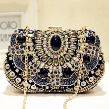 Rhinestones Black Luxury Clutch Bag Diamonds Beaded Metal Evening Bags Chain Shoulder Messenger Purse Evening Bags For Wedding xi yuan brand party evening bags wedding handbag pearl beaded clutch messenger purse chain shoulder bag bolsa feminina purse
