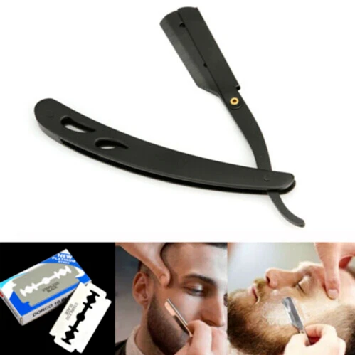 

Stainless Steel Straight Razor - Matt Black Finish- FREE Razor 10 Blades include 1 x Razor 10x Blades