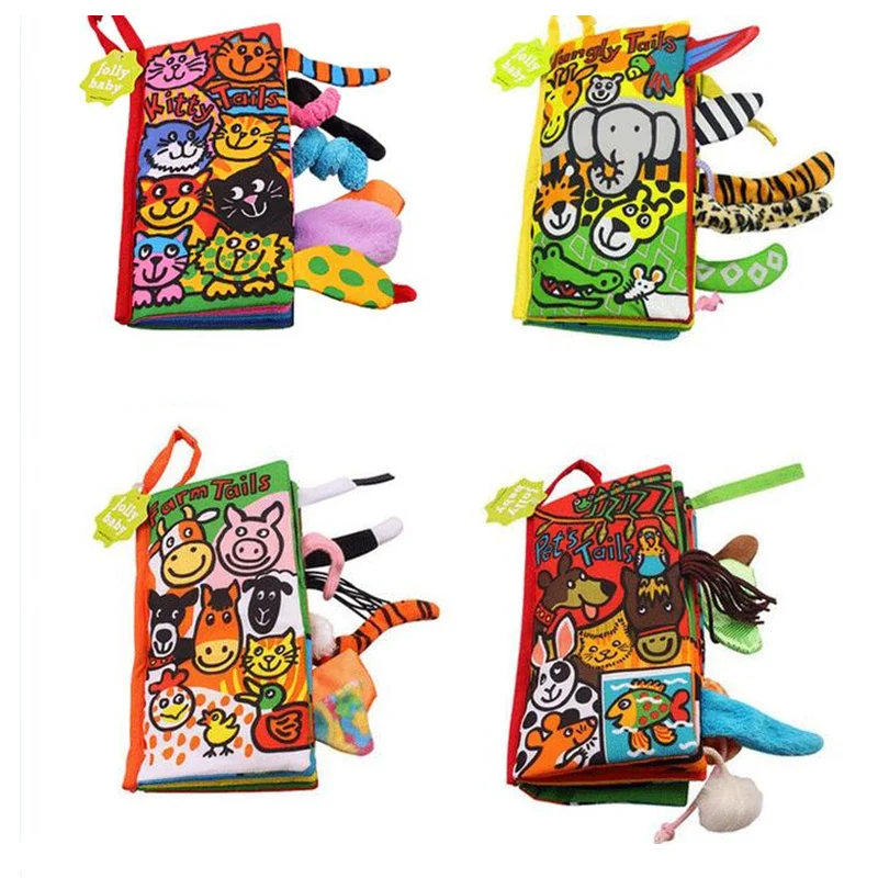 baratas 8 estilo Animais Brinquedos Do Bebê Infantil Crianças Precoce Desenvolvimento Pano Livros Aprendizagem Educação Atividade Desdobramento livros de história de 40% off