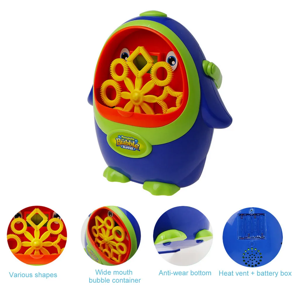 Funny Kids Children Electric Penguin-shaped Bubble Blowing Show Toys Machine Gift Soap Bubbles Games For Baby Children Birthday