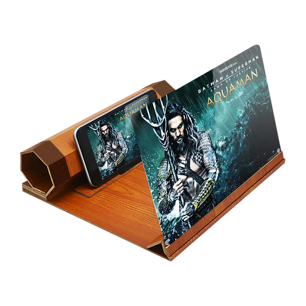 

phone holder 3D Phone Screen Magnifier Stereoscopic Amplifying 12 Inch Desktop Wood Bracket phone stand drop shopping