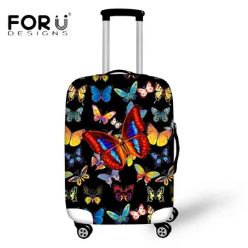 

FORUDESIGNS Travel on Road Luggage Protective Covers Animal 3D Butterfly Printing Trunk Case for 18-30" Case Elastic with Zipper