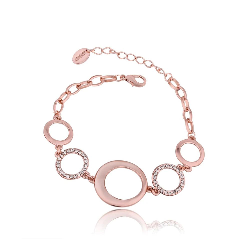 

Rose Gold Color Trendy Bracelets with Big Circles Fashion Bracelets with AAA Cubic Zirconia Charm Jewelry Accessories Love Gift