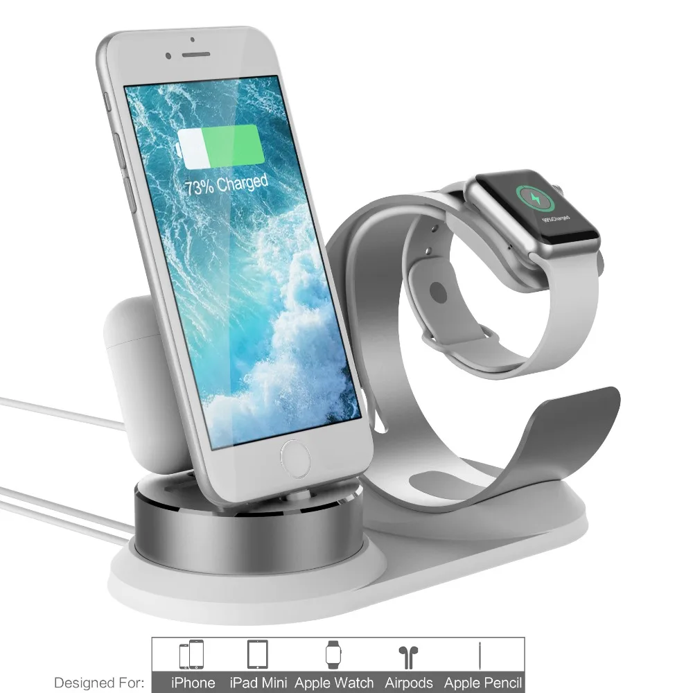 4 в 1 DIY Настольная зарядная док-станция для Apple Watch настольная зарядная станция для телефона для iPhone X/8 P/7/6/SE зарядное устройство для Airpods