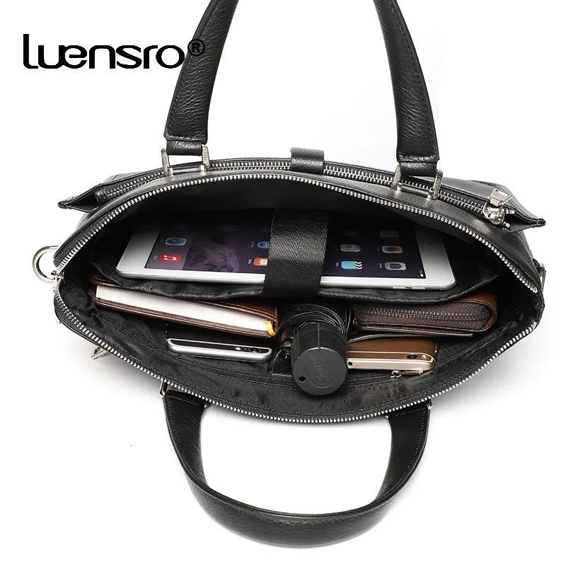 Мужской портфель LUENSRO из натуральной кожи с защитой от кражи|Портфели| |
