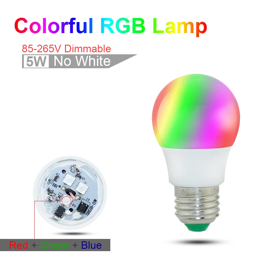 LED RGB Bulb Lamp E27 Changeable LED Bulb 5W 10W 15W RGBW RGBWW 85-265V Magic Holiday RGB Lamp with IR remote 16 colors