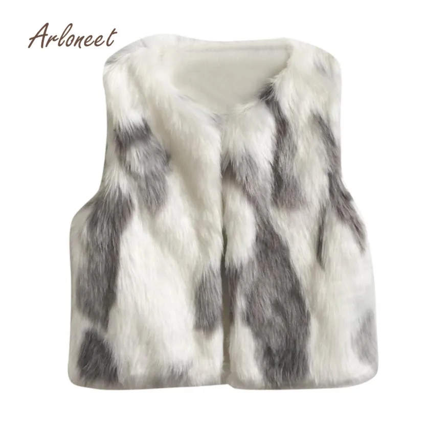 2017 new fashion Toddler Kids baby girl clothes Winter Warm Clothes Faux Fur Waistcoat Thick Coat Outwear nov2