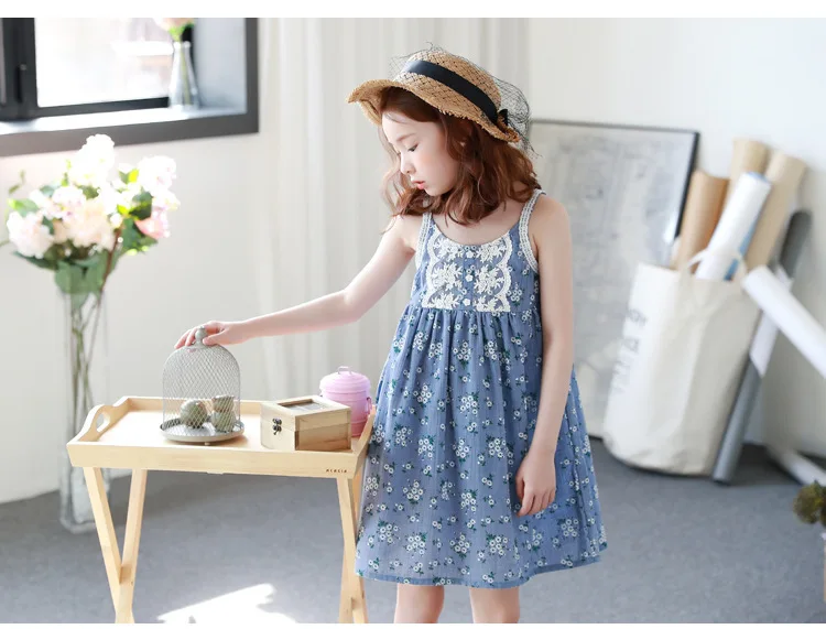 little teenage girls cute dress floral printed kids sundress sleeveless kids princess dress summer 2017 children dress clothing (7)