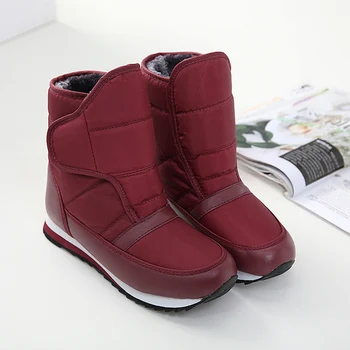 

JINJOE woman Ankle shoes Style boots winter Snow boots Medium short cylinder man shoes Keep warm Cotton boots big size 44 45