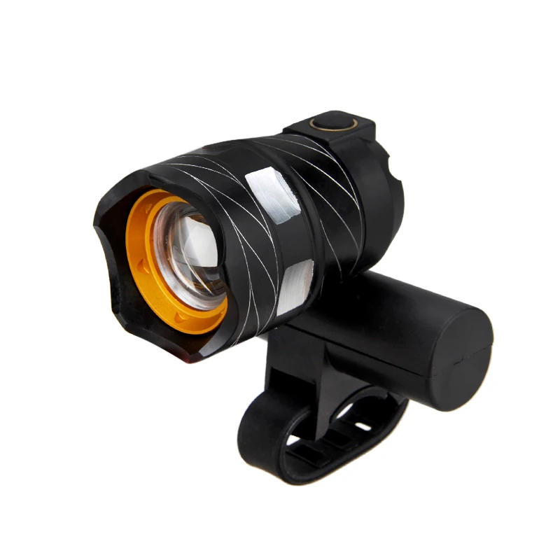 Велосипедный головной светильник, светильник-вспышка с 3 режимами, фонарь T6 светодиодный USB линейный задний светильник, регулируемый, масштабируемый, передний велосипедный светильник, перезаряжаемый - Цвет: Черный