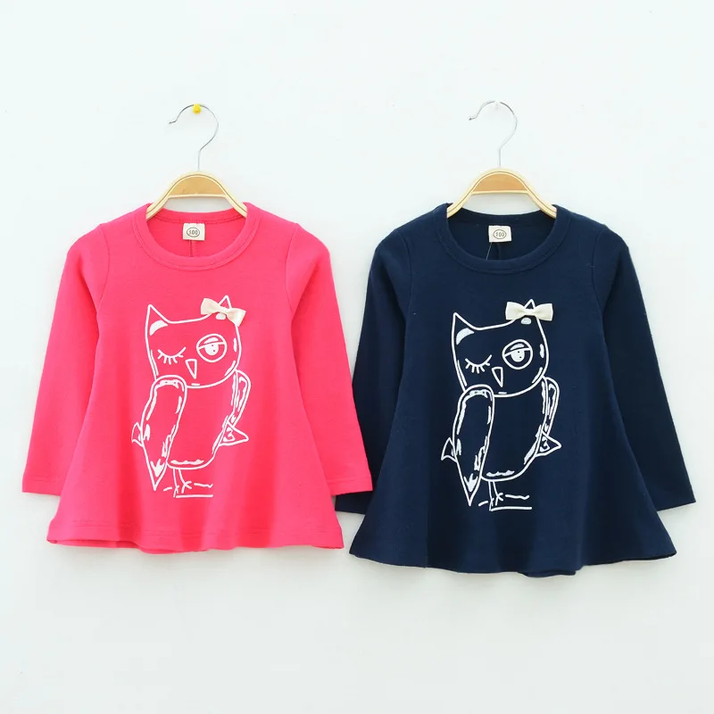 

V-TREE Cotton new fashion girls dress long sleeves baby girl princess dresses girls cartoon owl casual clothes kids clothes