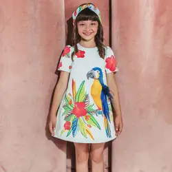 2019 праздничное платье принцессы с короткими рукавами и цветочным принтом для маленьких девочек