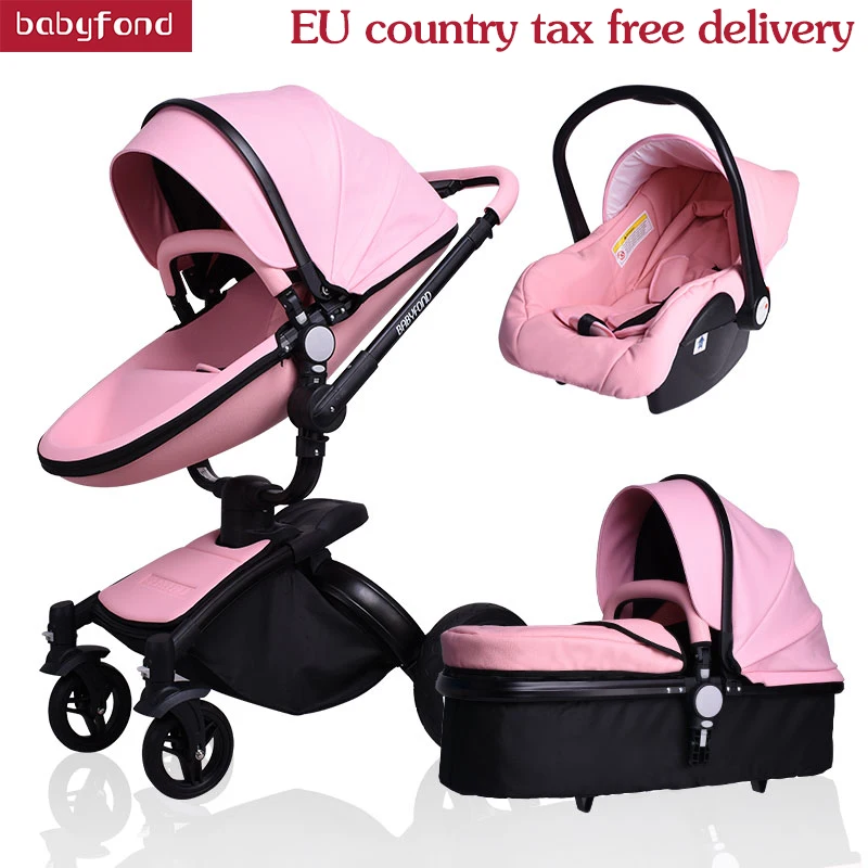 

Free ship! Brand 3 in 1 baby stroller leather two-way shock absorbers baby car cart trolley Europe baby pram gift babyfond Aulon