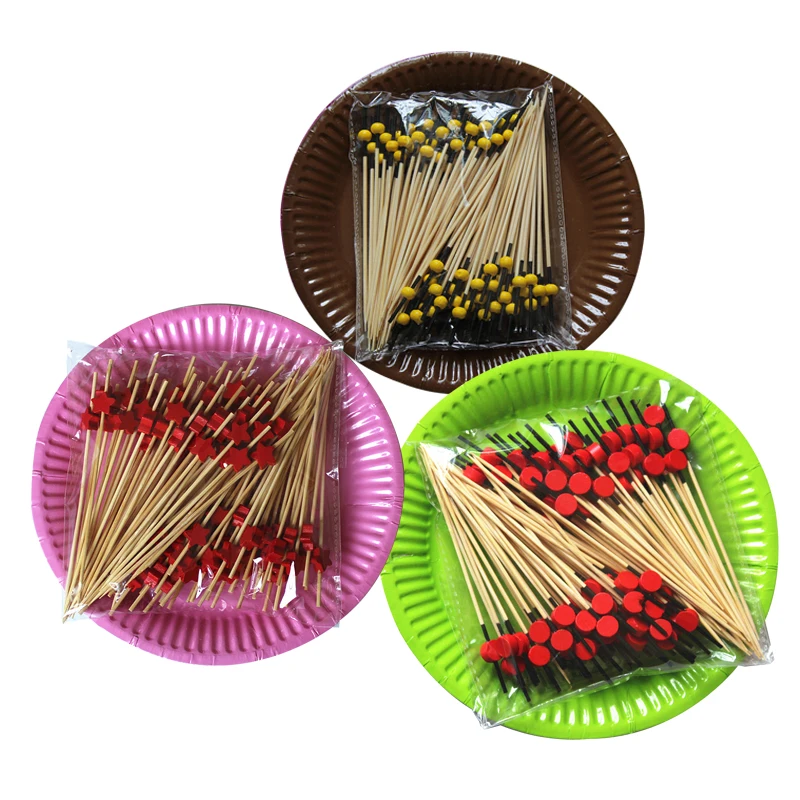 

12CM 100pcs creative bamboo stick Cocktail Drink Stirring Sticks Food Dessert Picks Fruit Fork Cupcake Toppers Wedding Decoratio